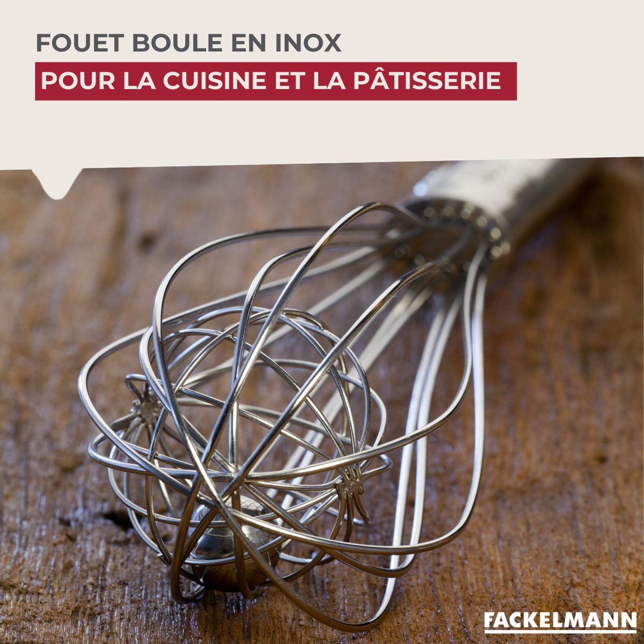 Voir la diapositive 2 : Fackelmann Fouet de cuisine et pâtisserie en inox avec bille 26,5 cm fackelmann ovale limited edition
