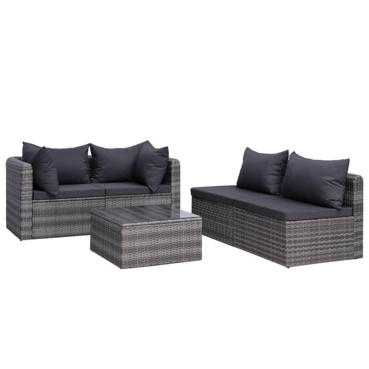 VIDAXL Salon de jardin 8 pcs avec coussins resine tressee gris