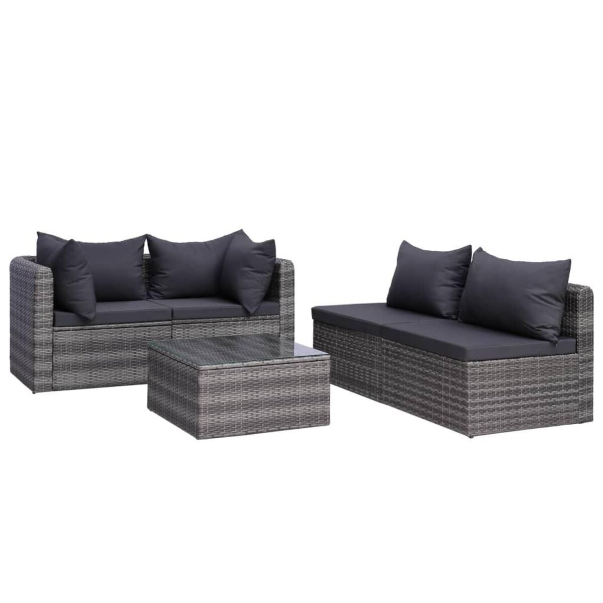 VIDAXL Salon de jardin 8 pcs avec coussins resine tressee gris