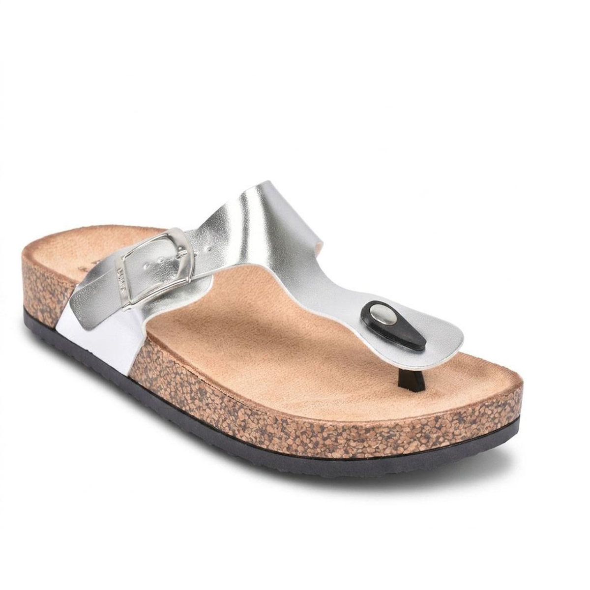OZABI OZABI Sandales Tong Boucle Nubuck Métal Camel Argent Bronze