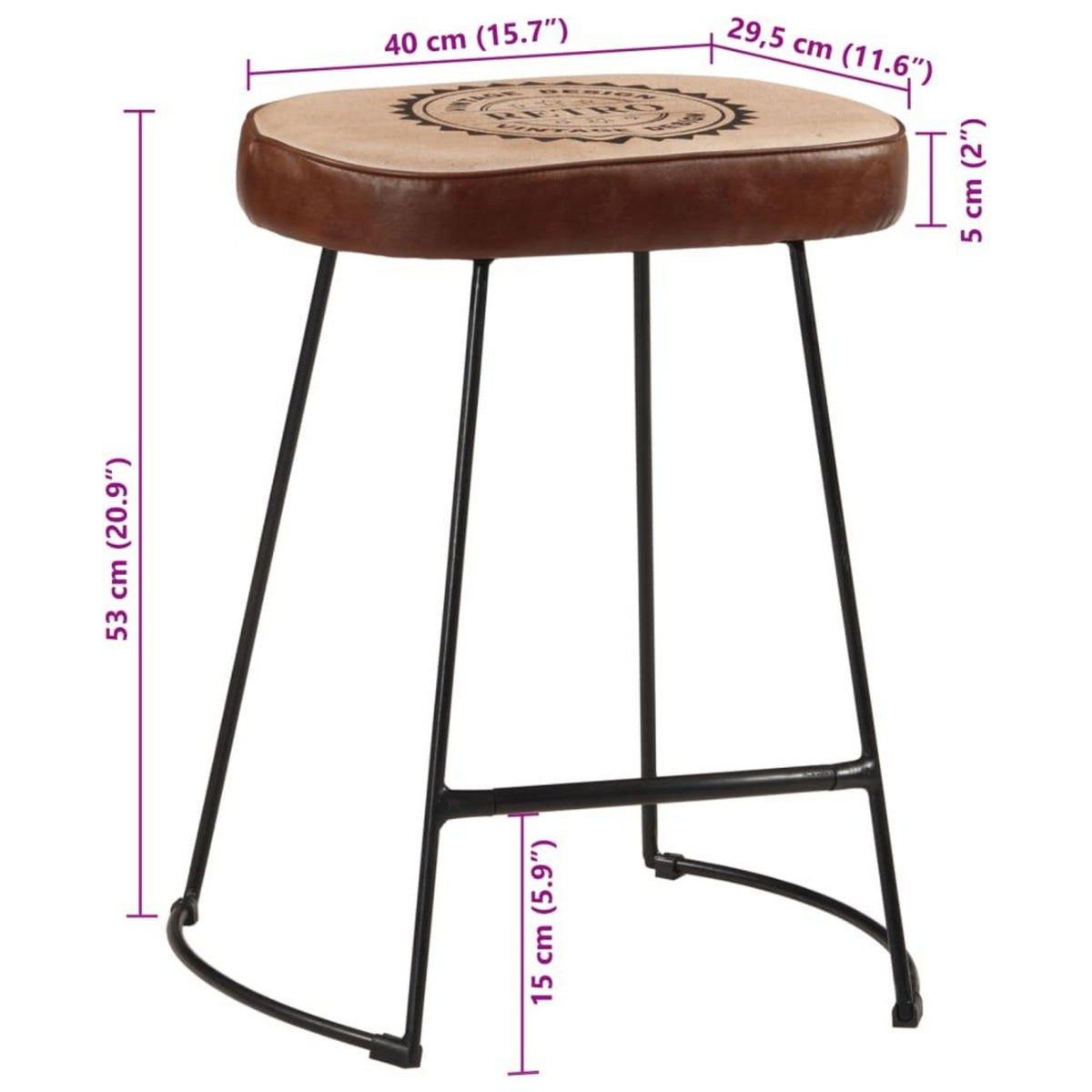 VIDAXL Tabourets de bar lot de 2 marron fonce 40x29,5x53 cm