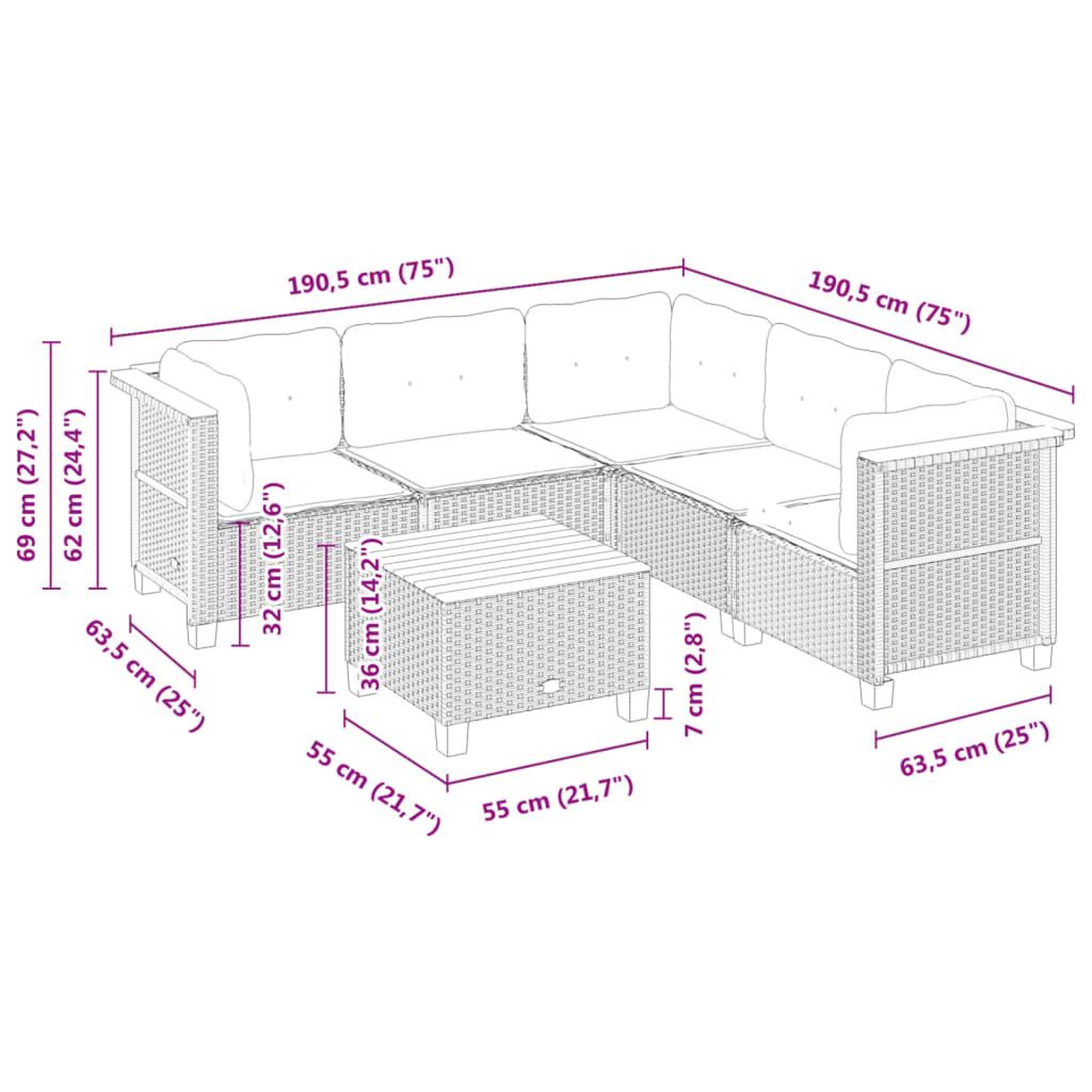 Voir la diapositive 6 : VIDAXL Salon de jardin 6 pcs avec coussins noir resine tressee