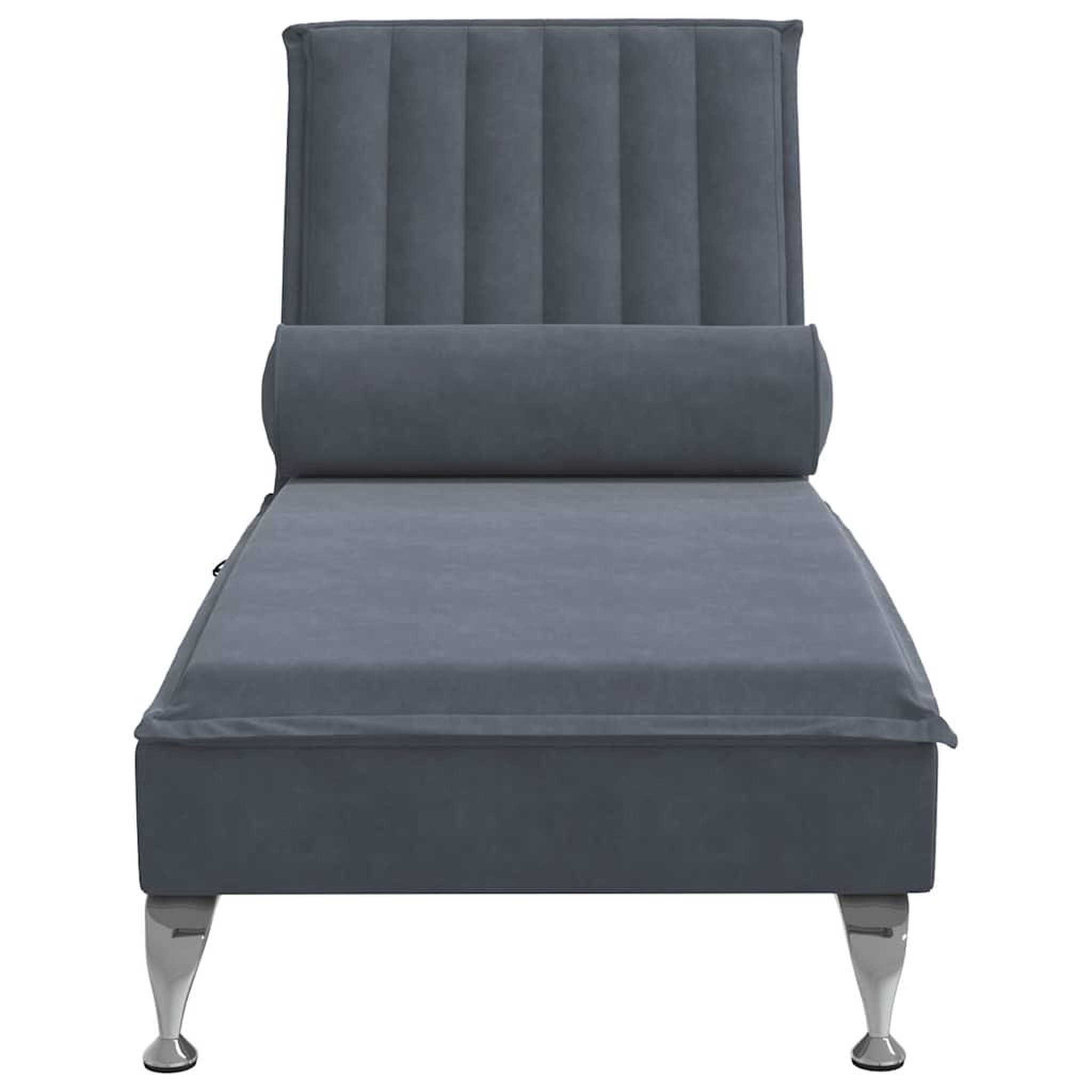 Voir la diapositive 4 : VIDAXL Chaise longue de massage avec traversin gris fonce velours