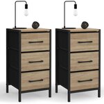 ID MARKET Lot de 2 tables de chevet UTAH 3 tiroirs