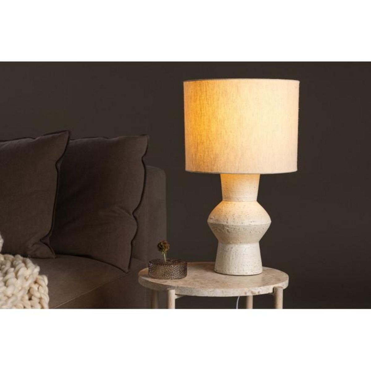 Paris Prix Lampe à Poser en Terre Cuite  Valon  52cm Ivoire