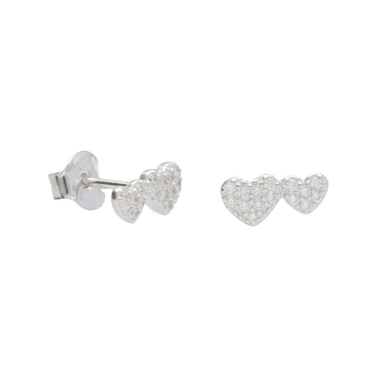 L'ATELIER D'AZUR Boucles d'Oreilles Argent 925/000 Rhodié - Coeurs Pavés de Zirconiums