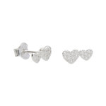 L'ATELIER D'AZUR Boucles d'Oreilles Argent 925/000 Rhodié - Coeurs Pavés de Zirconiums