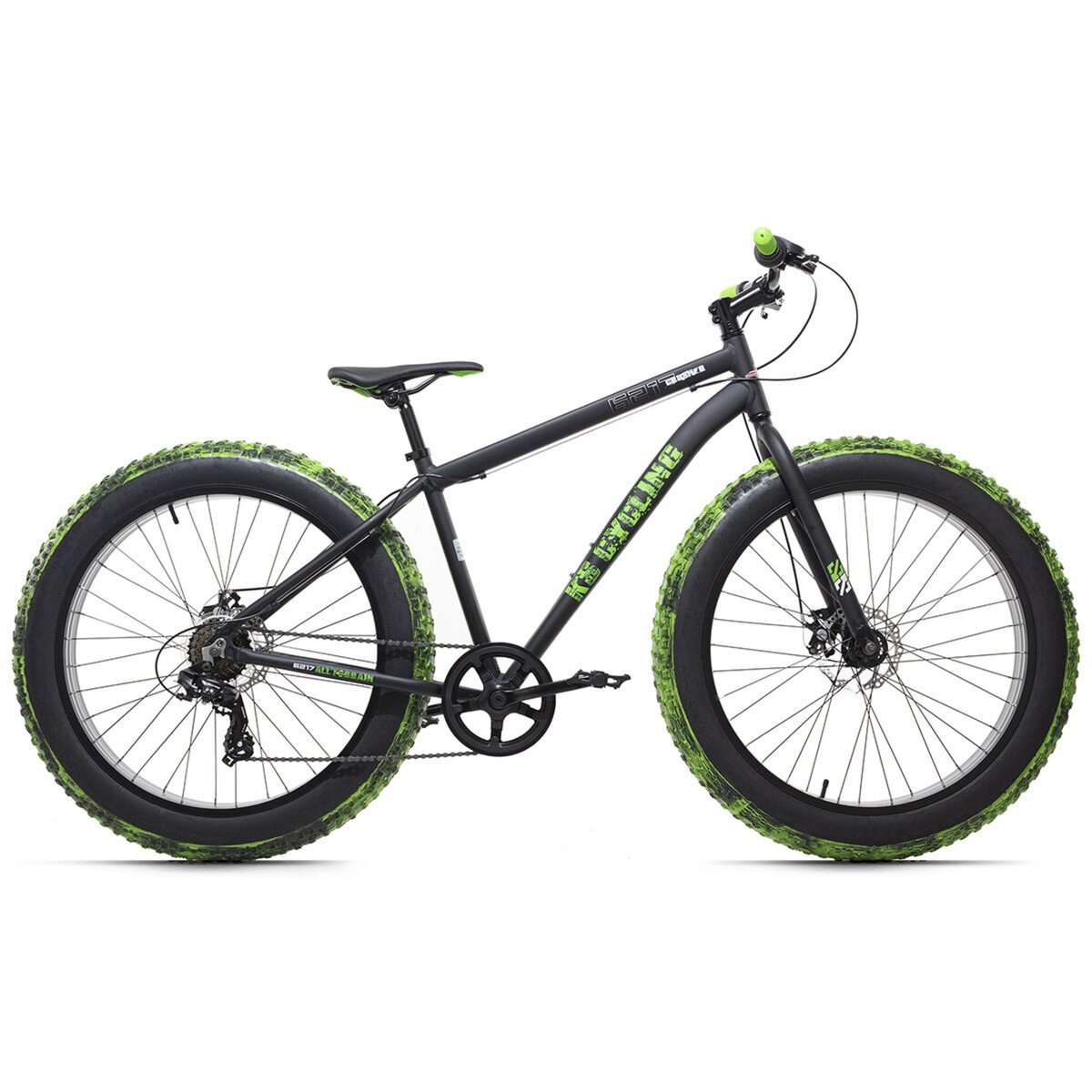 Fatbike 26 Crusher noir vert aluminium TC 46 cm pas cher Auchan