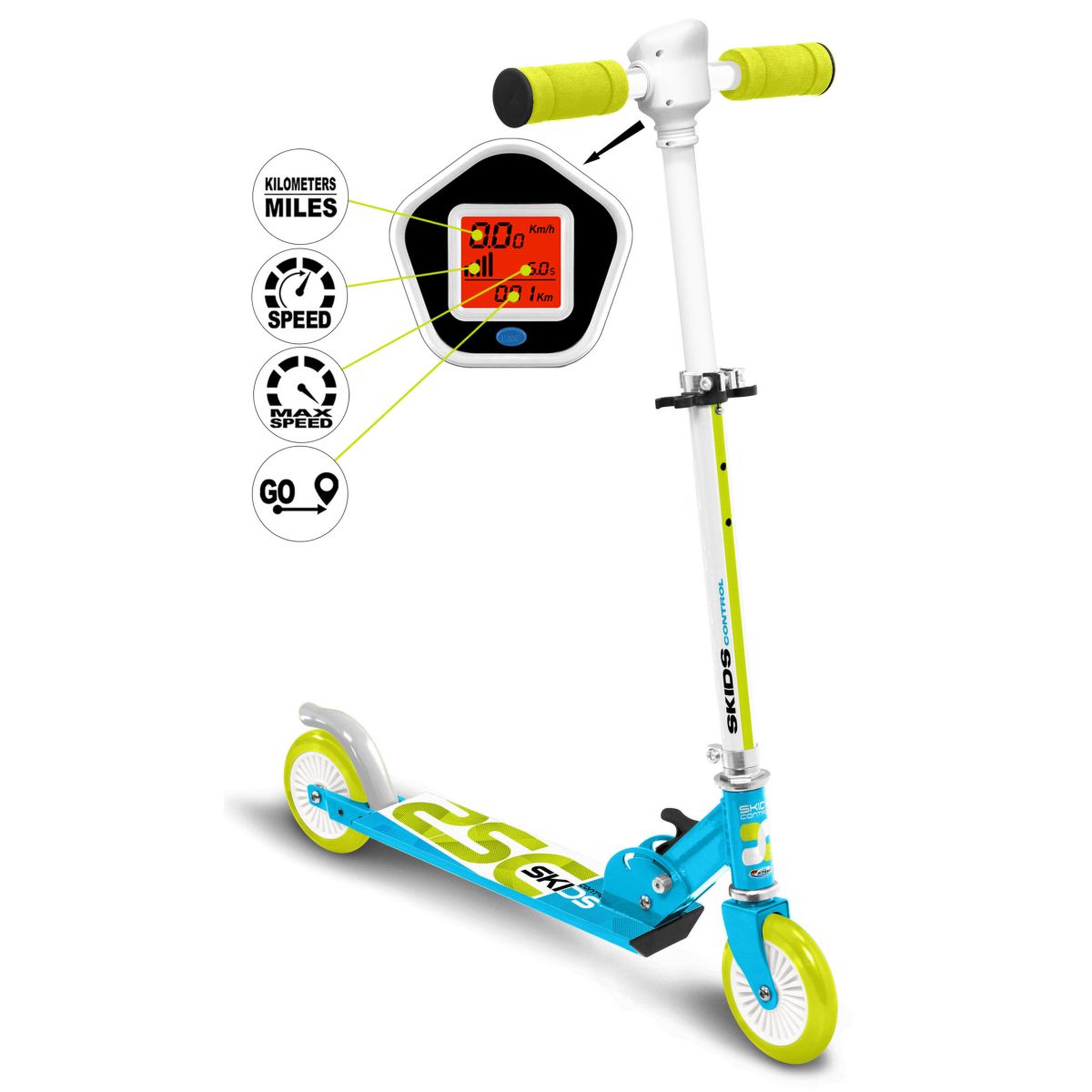 Skids Control Trottinette pliable avec compteur de vitesse - SKIDS CONTROL