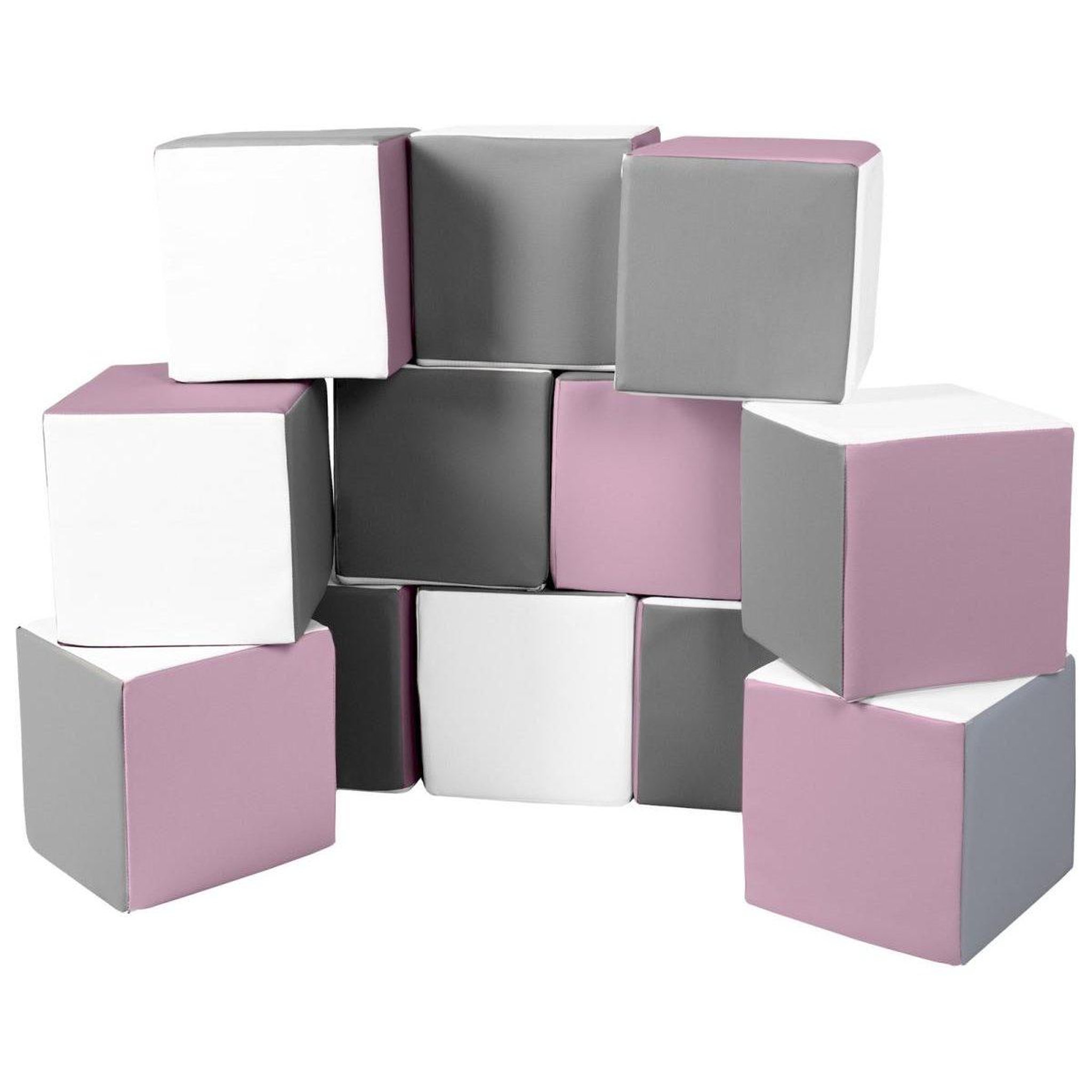 VELINDA Cubes - Lot de 12 blocs en mousse — blanc, gris, violet