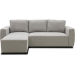 MARKET24 Canapé d'angle convertible réversible 3 a 4 places - PHARELL - Tissu beige - Coffre de rangement - L 224 x P 155 x H 85 cm