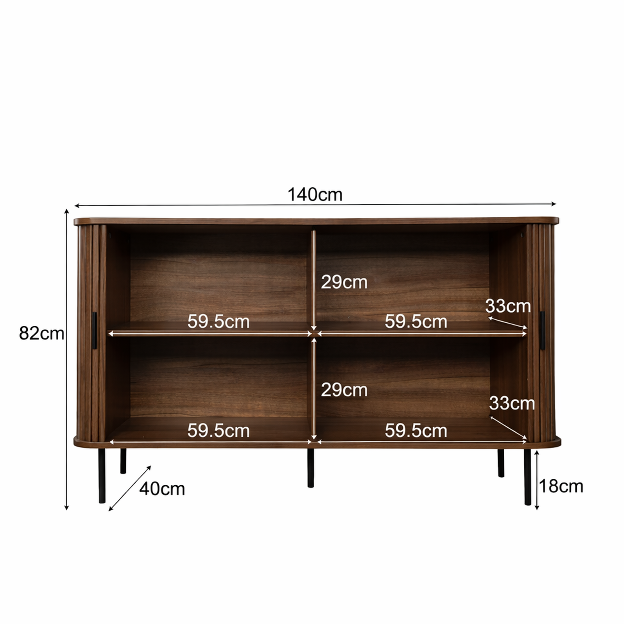 Voir la diapositive 3 : CONCEPT USINE Buffet en bois cannelé à portes coulissantes 140cm semarang