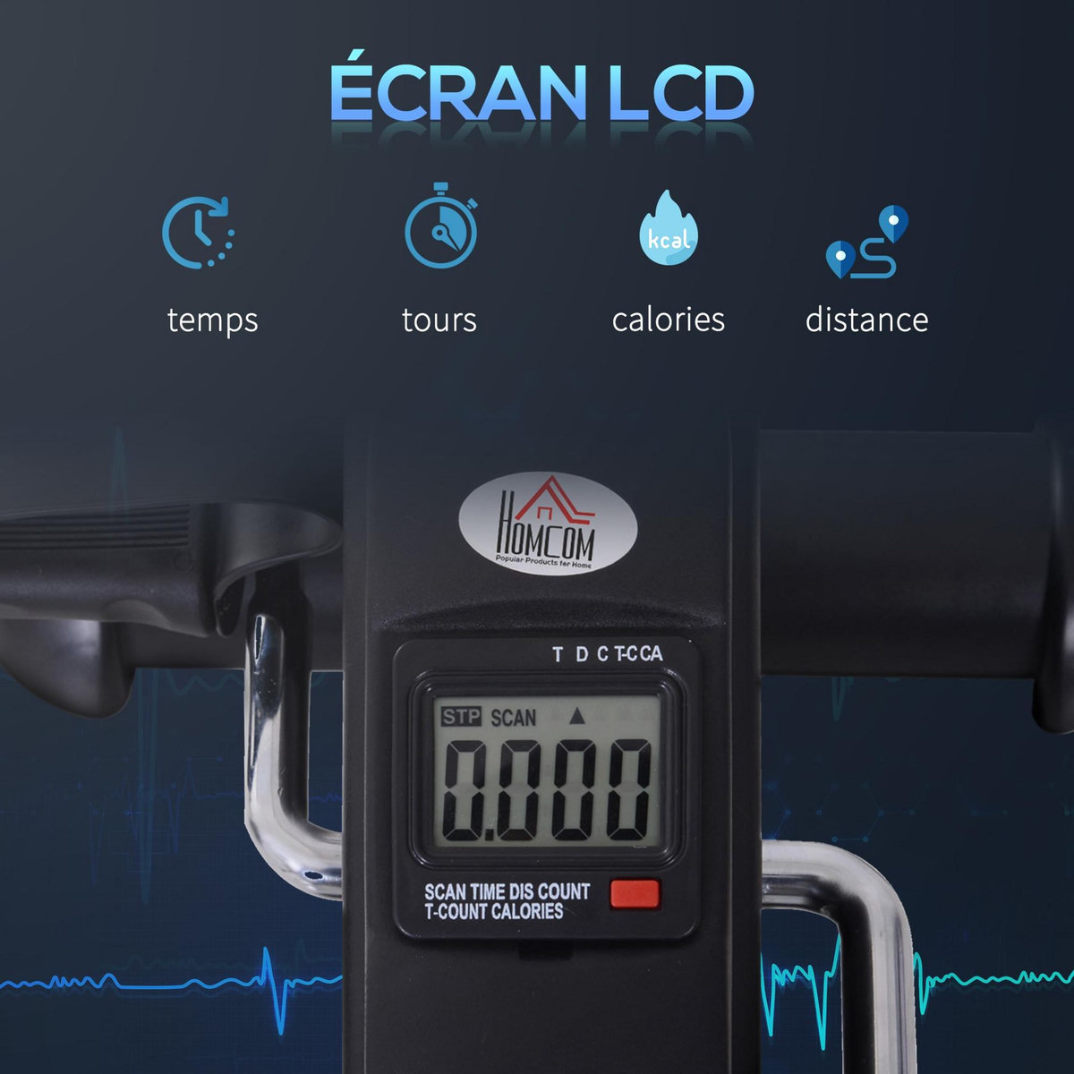 HOMCOM Mini vélo d'appartement pour jambes bras appareil de fitness avec écran LCD dim. 39L x 40l x 31H cm