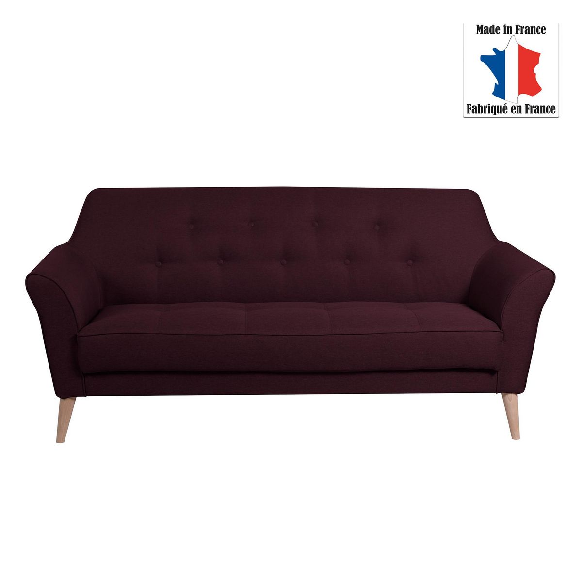 Canapé 3 places scandinave tissu chiné SANTANA, pieds hêtre