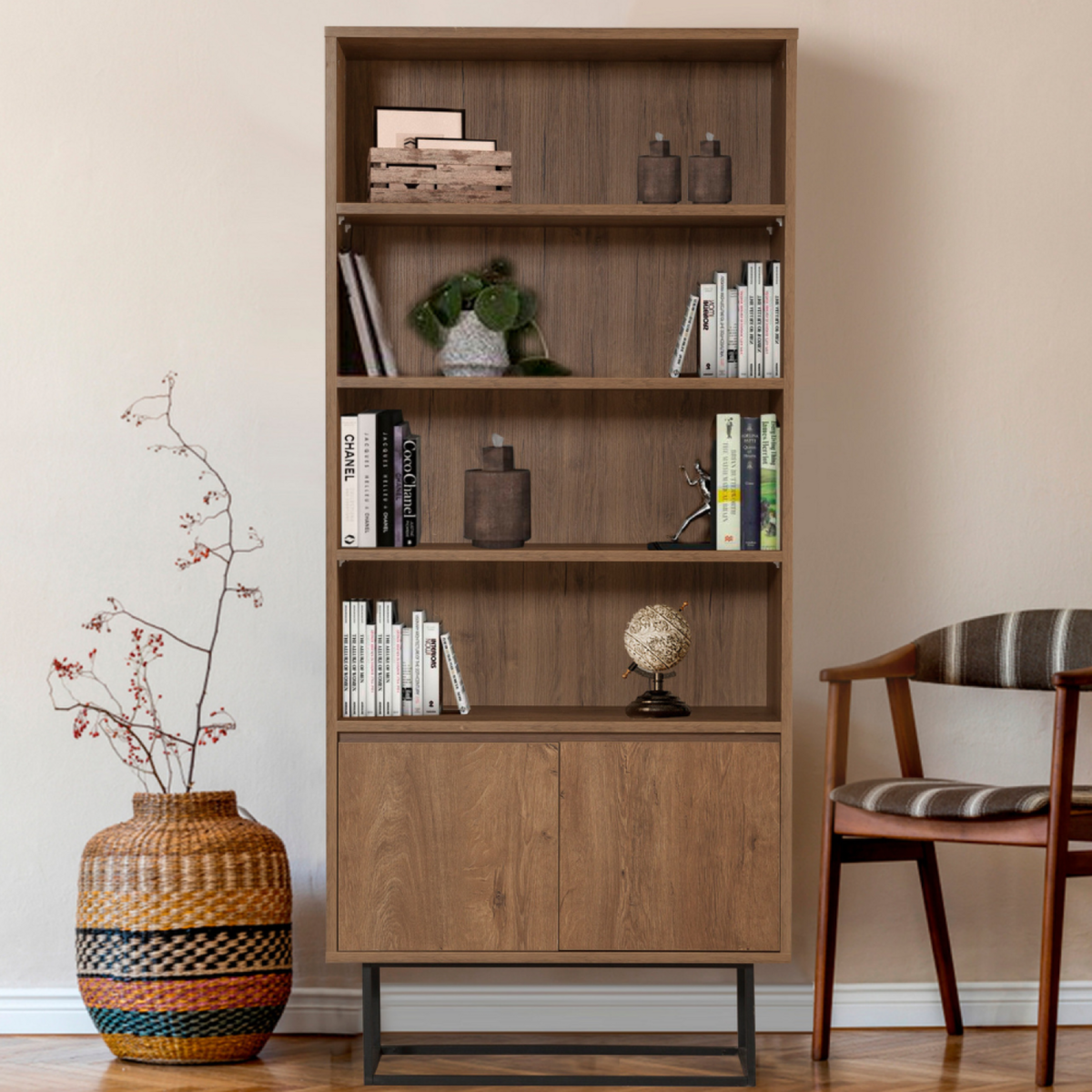 CONCEPT USINE Bibliothèque industrielle bois et noir BAILE