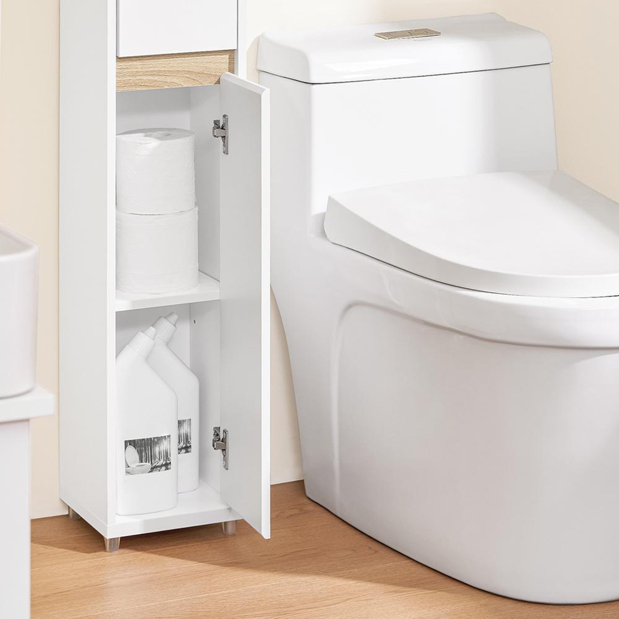 Voir la diapositive 6 : SOBUY SoBuy - Meuble de salle de bain bas avec un tiroir - Blanc - 20x20x96cm - Minimaliste - BZR151-W