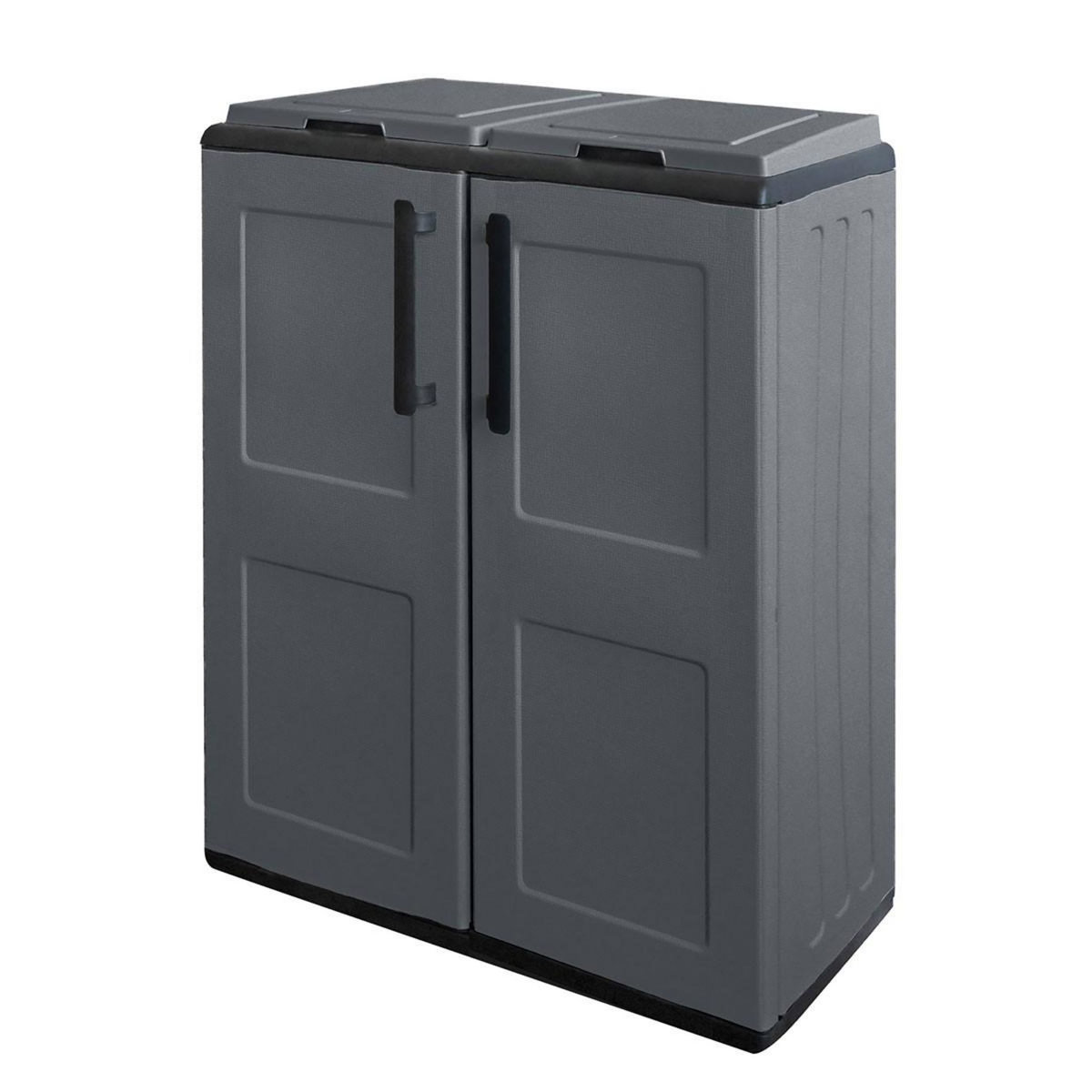 INTEC Poubelles de tri Selectif 2 Sacs Meuble mi- hauteur Dim 68 x 37 x 84cm 2 Anneaux de support de sac 2 Portes INTEC