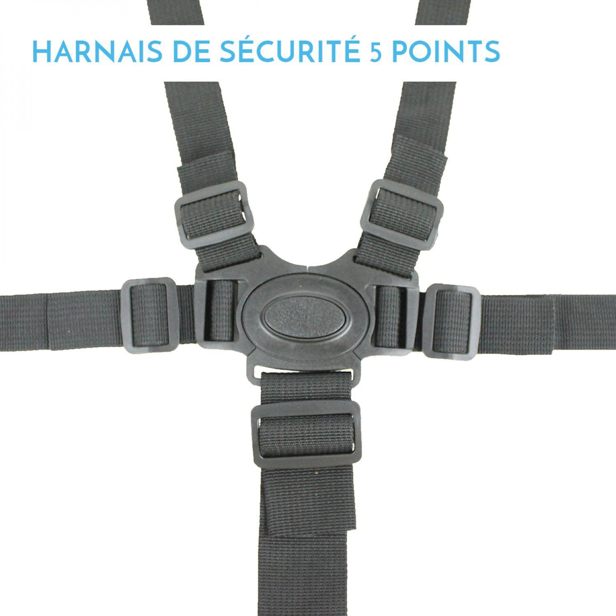 Voir la diapositive 3 : Monsieur Bébé Harnais de sécurité universel 5 points pour chaise haute bébé - Noir