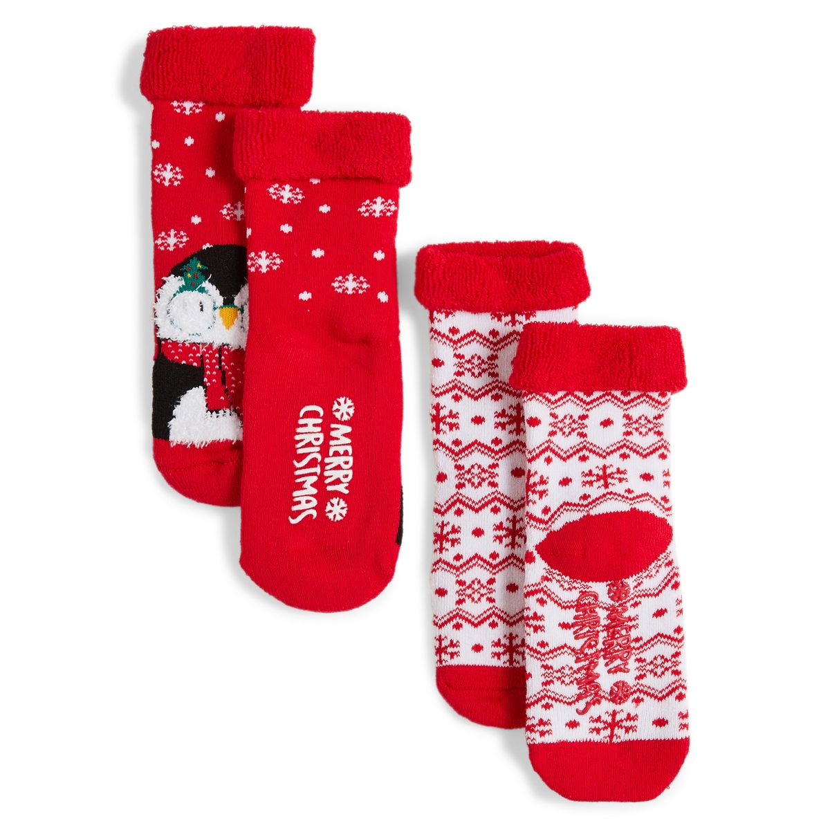 INEXTENSO Lot de 2 paires de chaussettes anti dérapantes bébé 
