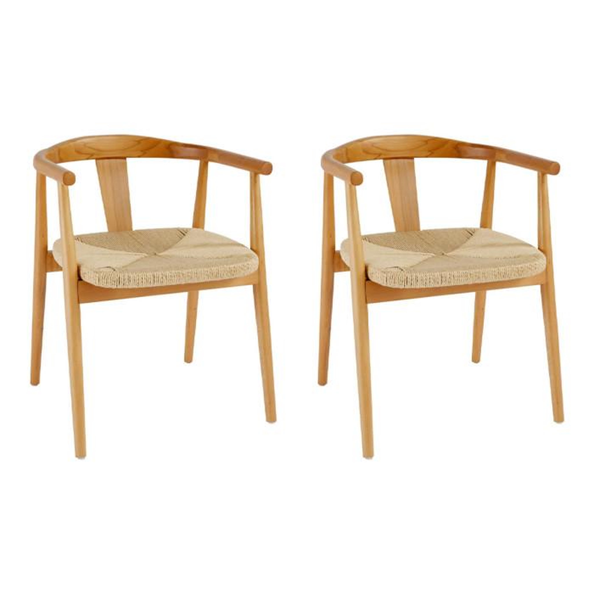 Voir la diapositive 1 : ATMOSPHERA Lot de 2 Fauteuils à Dîner  Yamato  73cm Naturel