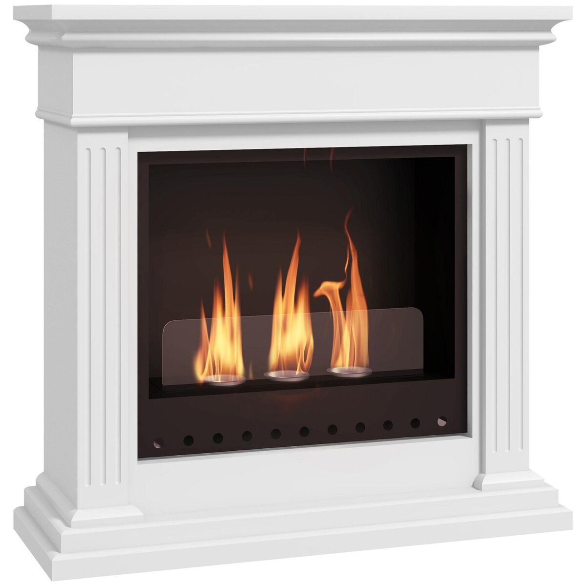 HOMCOM Cheminée à l'éthanol bioéthanol 3 brûleurs 0,4L - couverture 16-18 ? - autonomie environ 2h - blanc