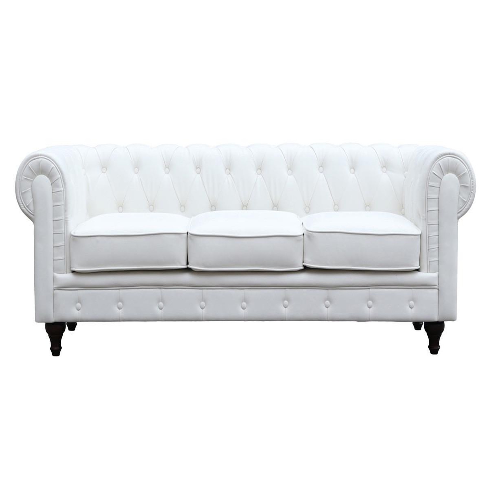 Voir la diapositive 2 : Habitat et Jardin Canapé fixe chesterfield  aliza  - 208 x 82 x 70 cm - 3 places - blanc