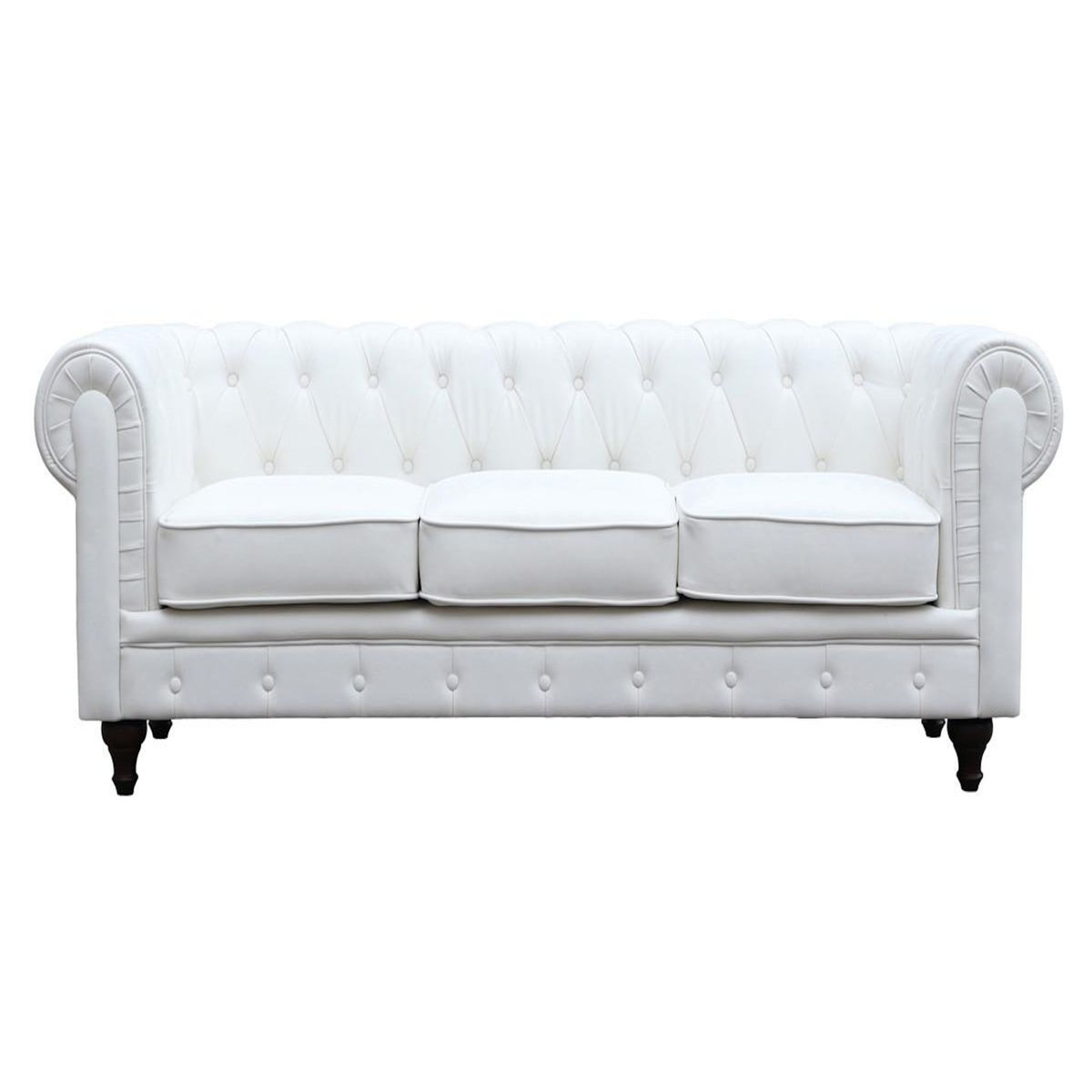 Habitat et Jardin Canapé fixe Chesterfield  Aliza  - 208 x 82 x 70 cm - 3 places - Blanc