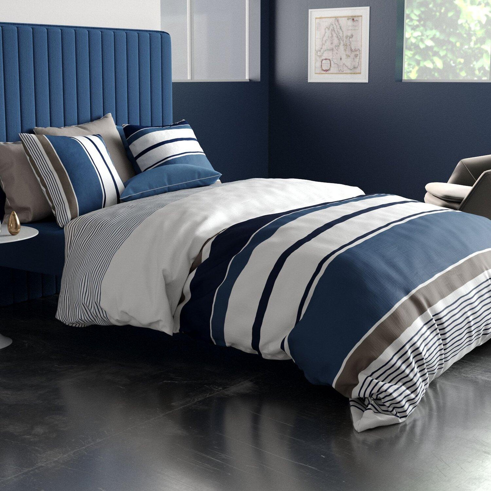 Voir la diapositive 2 : ATELIER DU COTON Parure housse de couette 100%coton 57fils belize