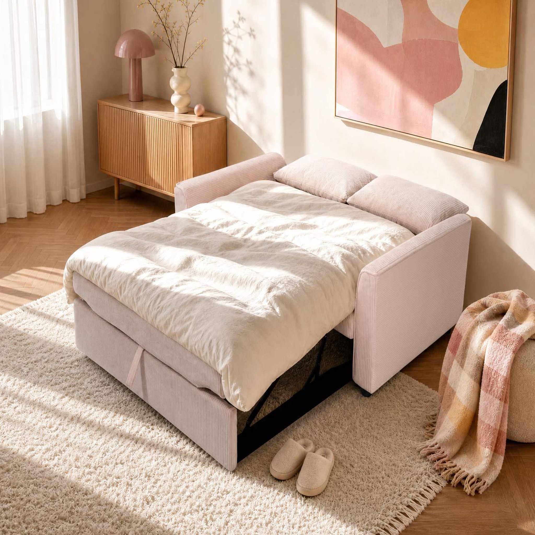 Voir la diapositive 2 : BEST MOBILIER Ernest - canapé droit 2 places convertible en velours côtelé