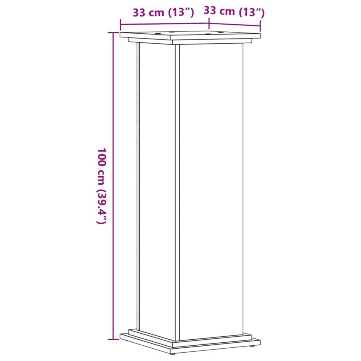 VIDAXL Support pour plantes gris beton 33x33x100 cm bois d'ingenierie
