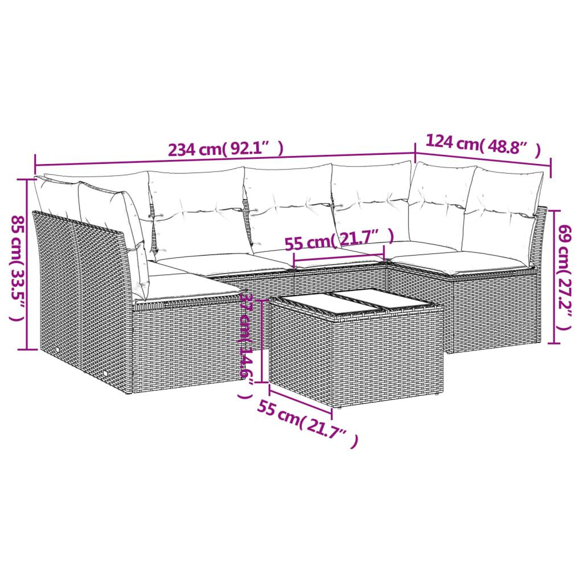 Voir la diapositive 4 : VIDAXL Salon de jardin 7 pcs avec coussins noir resine tressee