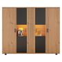 Voir la diapositive 1 : MERAX Buffet 4 porte(s) 0 tiroir(s) - 140 cm naturel+noir led panneau de particules
