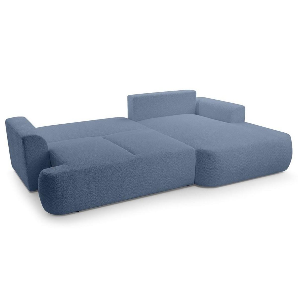BEST MOBILIER Candela - canapé d'angle droit 4 places - convertible avec coffre - en tissu bouclette