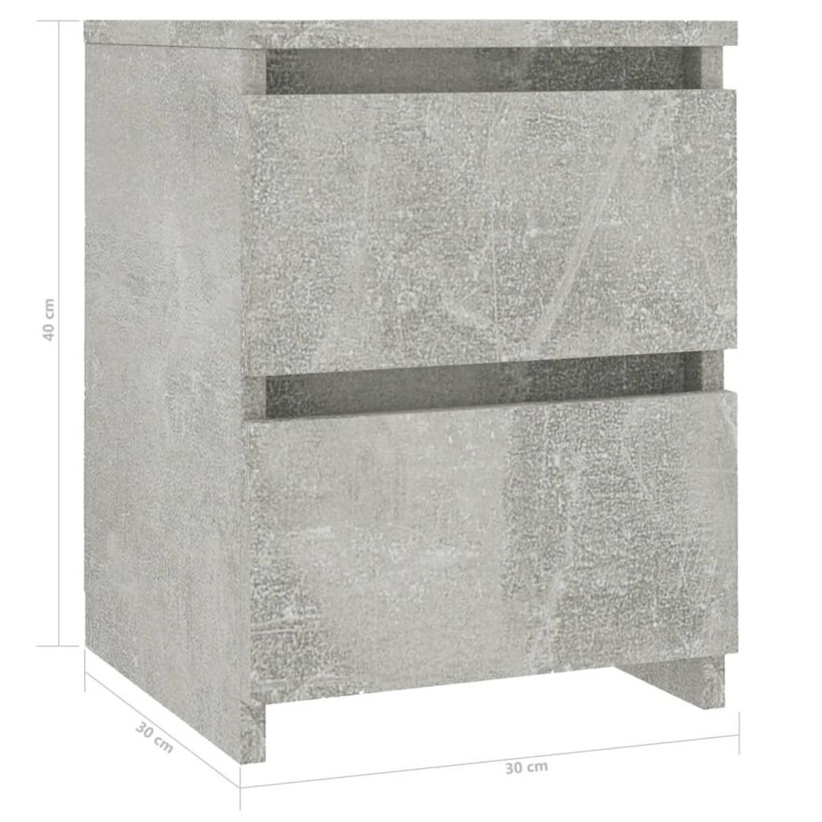 VIDAXL Tables de chevet 2 pcs Gris beton 30x30x40 cm Bois d'ingenierie