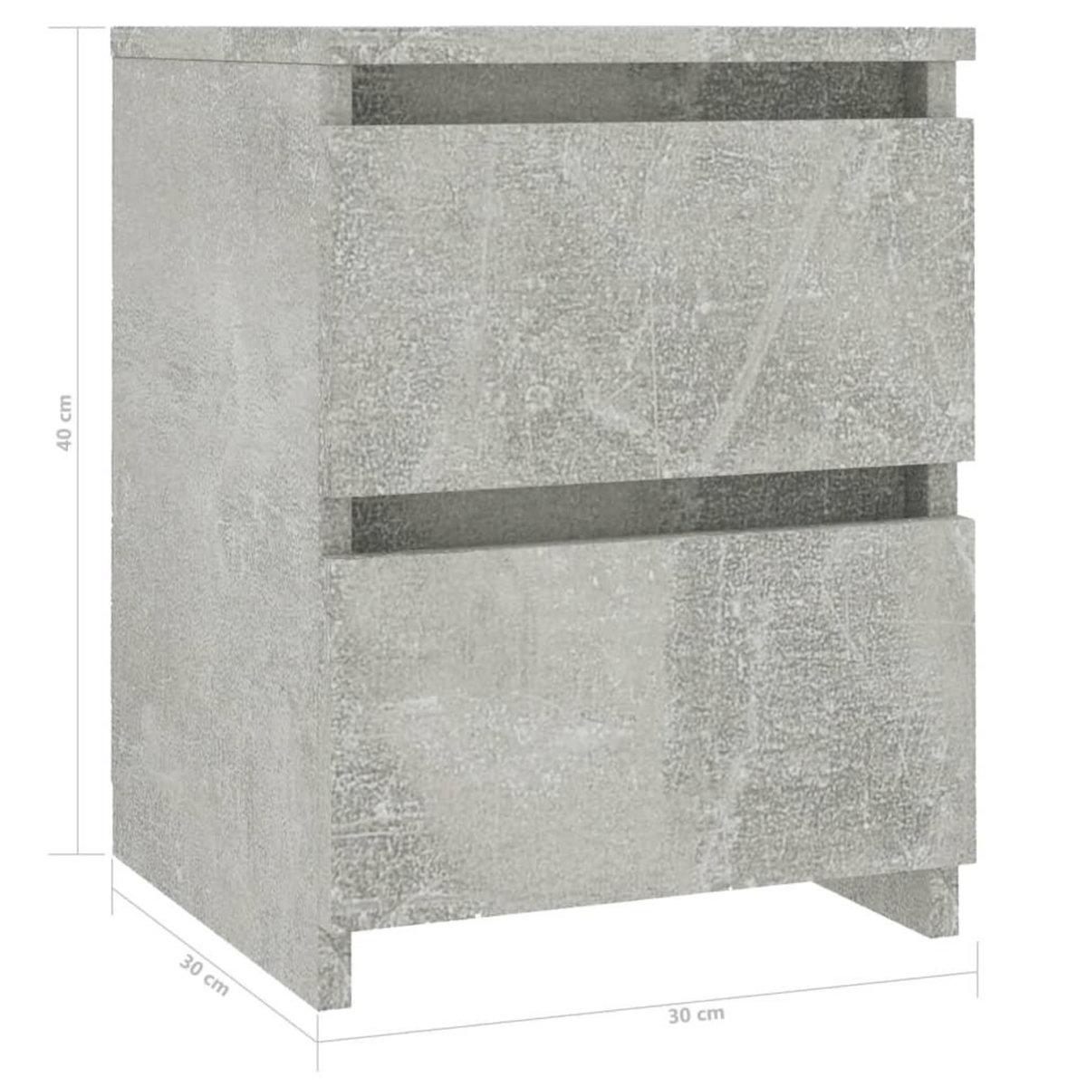 VIDAXL Tables de chevet 2 pcs Gris beton 30x30x40 cm Bois d'ingenierie