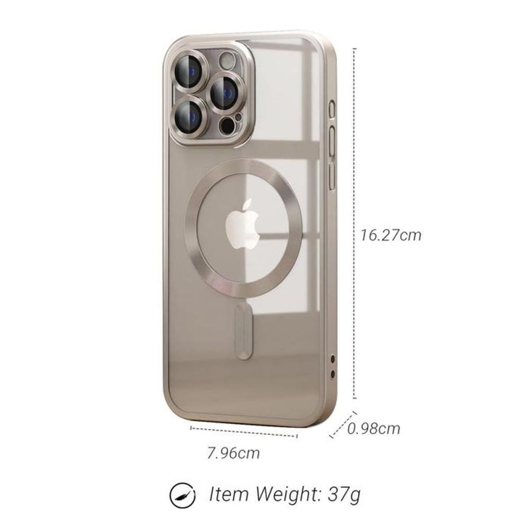 Voir la diapositive 2 : Coque TPU pare-chocs magnétique iPhone 14 Pro Max style militaire, transparent gris, protection anti-chocs, aimant charge sans fil