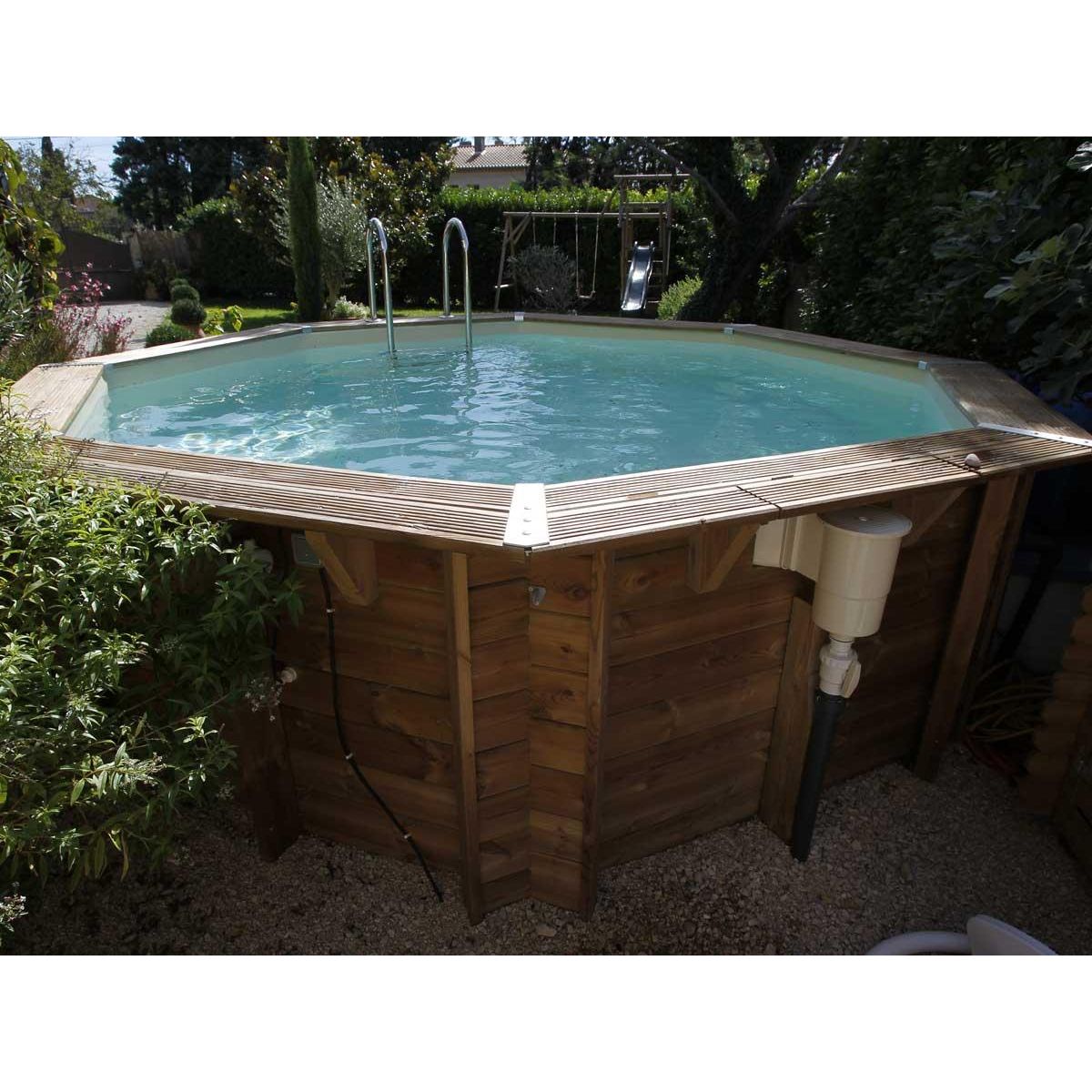 Ubbink Piscine bois Océa 4,30 x 1,20 m - Liner gris - Ubbink