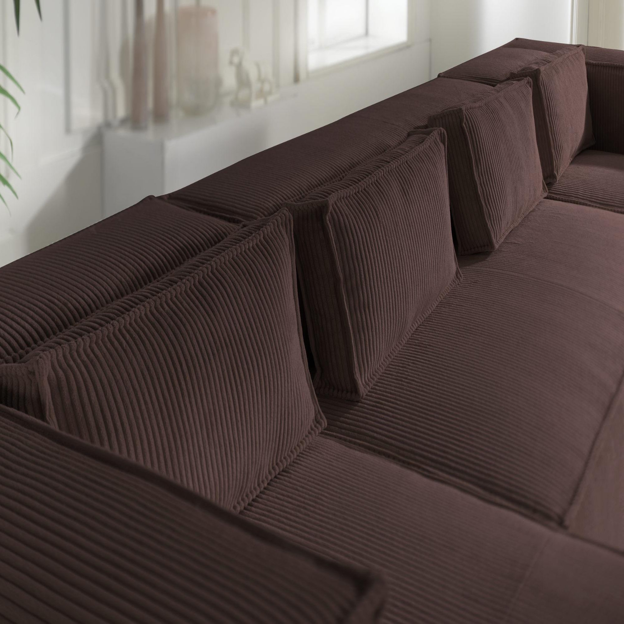 Voir la diapositive 3 : BEST MOBILIER Stella - canapé panoramique en u - 7 places - en velours côtelé