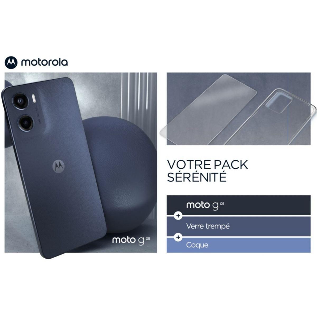 MOTOROLA Smartphone Pack G05 + coque + verre trempe