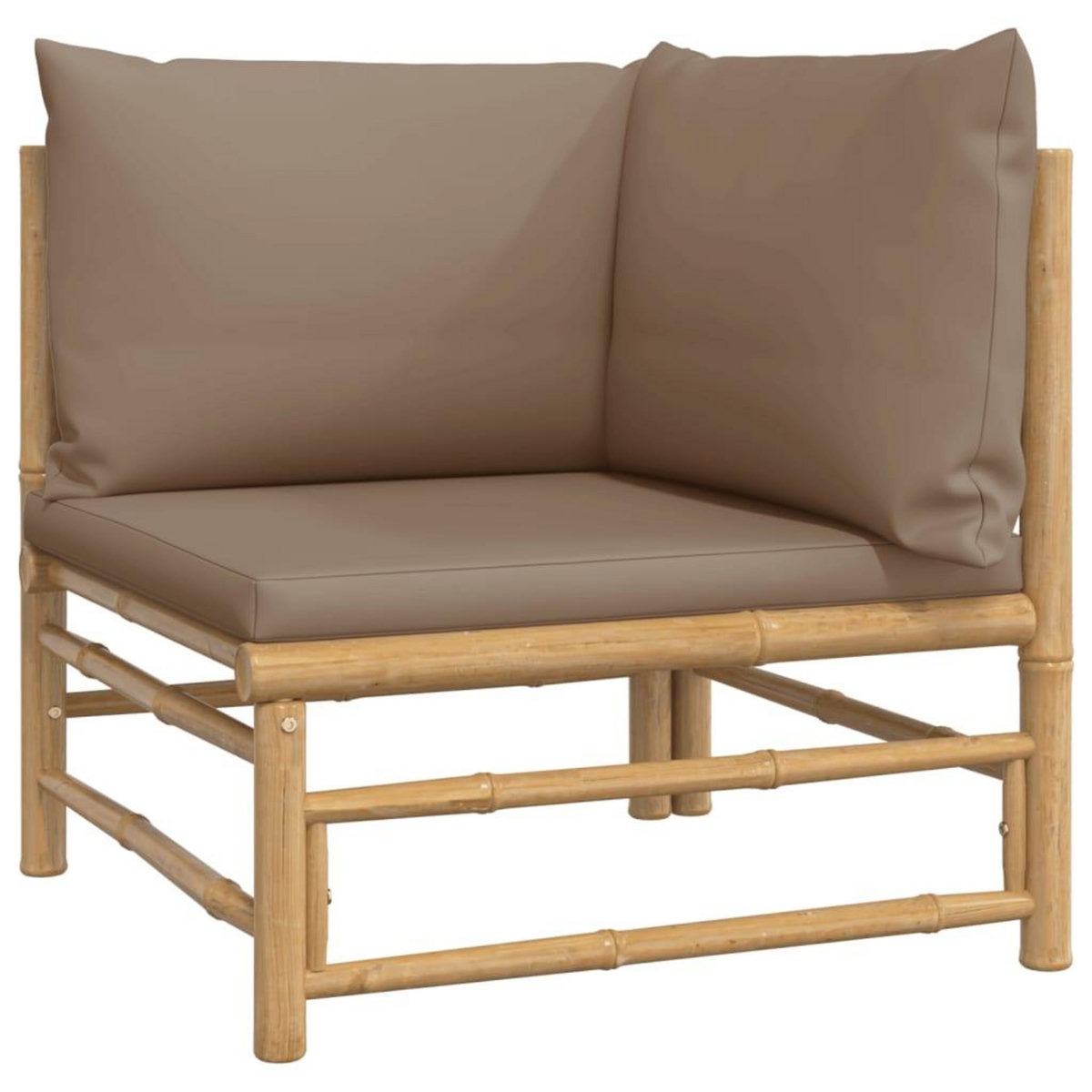 VIDAXL Canape d'angle de jardin avec coussins taupe bambou