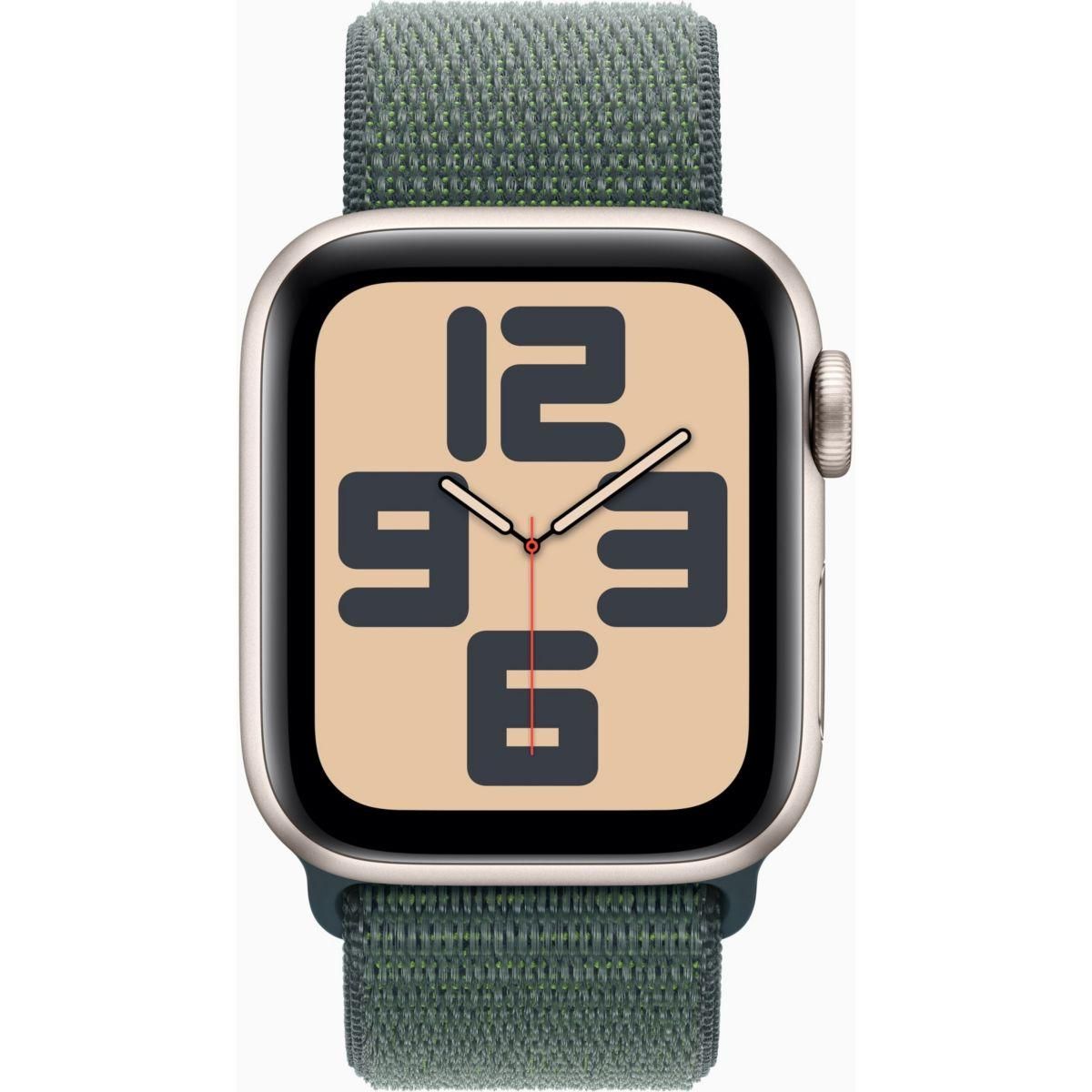 APPLE Montre connectée SE 44mm Lumière Stellaire/Vert Loop