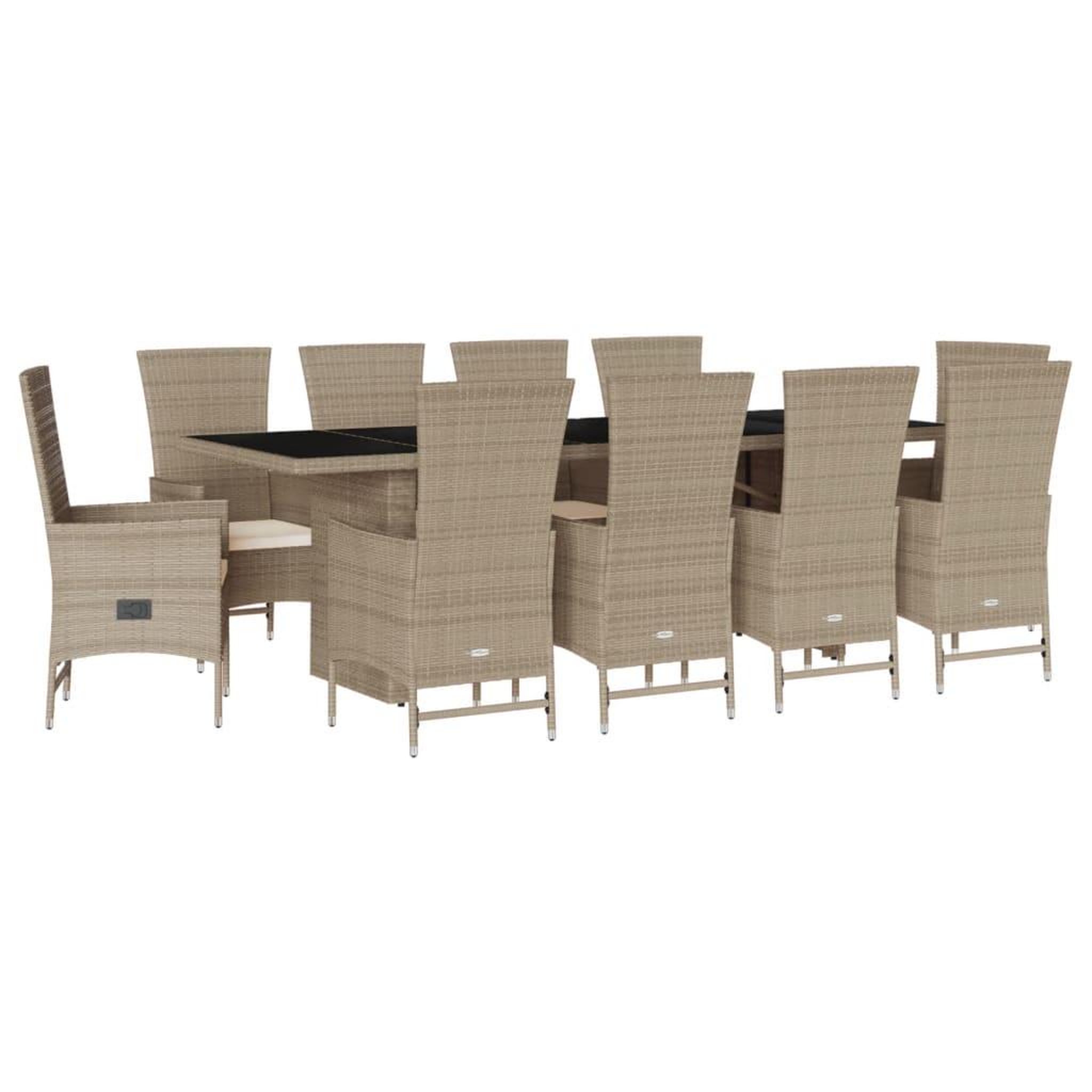 Voir la diapositive 2 : VIDAXL Ensemble a manger de jardin et coussins 11 pcs beige poly rotin
