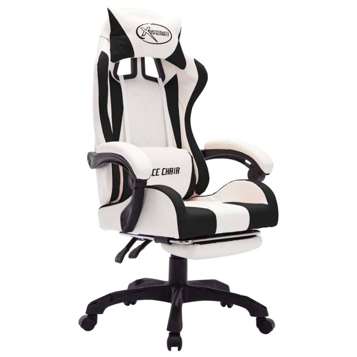 VIDAXL Fauteuil de jeux video avec LED RVB Noir et blanc Similicuir