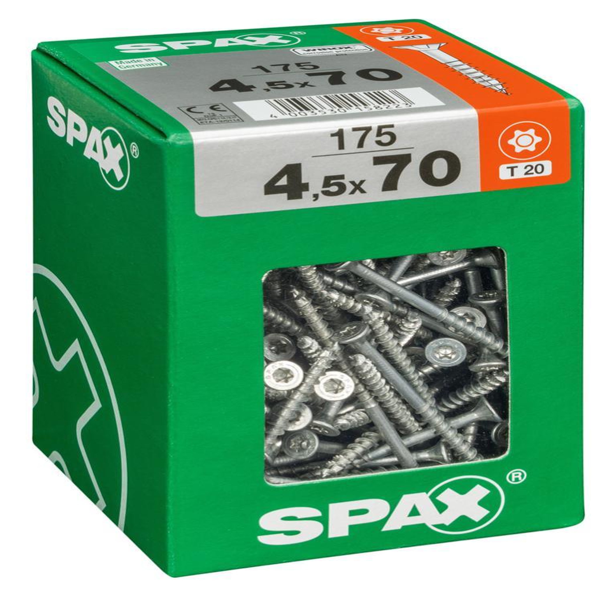 CENTRALE BRICO Lot de 175 vis acier tête fraisée torx SPAX, Diam.4.5 mm x L.70 mm