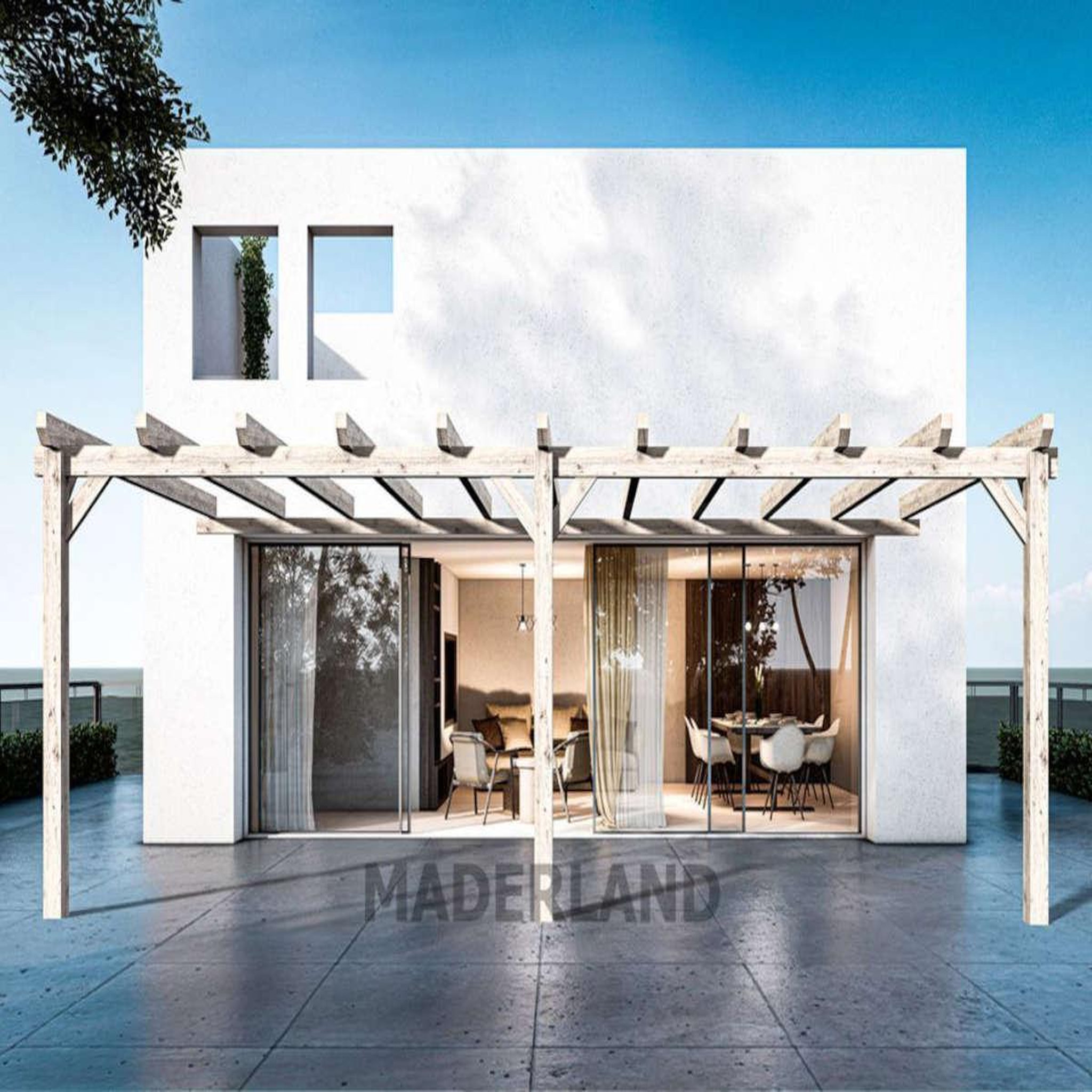 JARDIDECO Pergola adossée en lamellé-collée avignon 700 x 500 cm - mardeland
