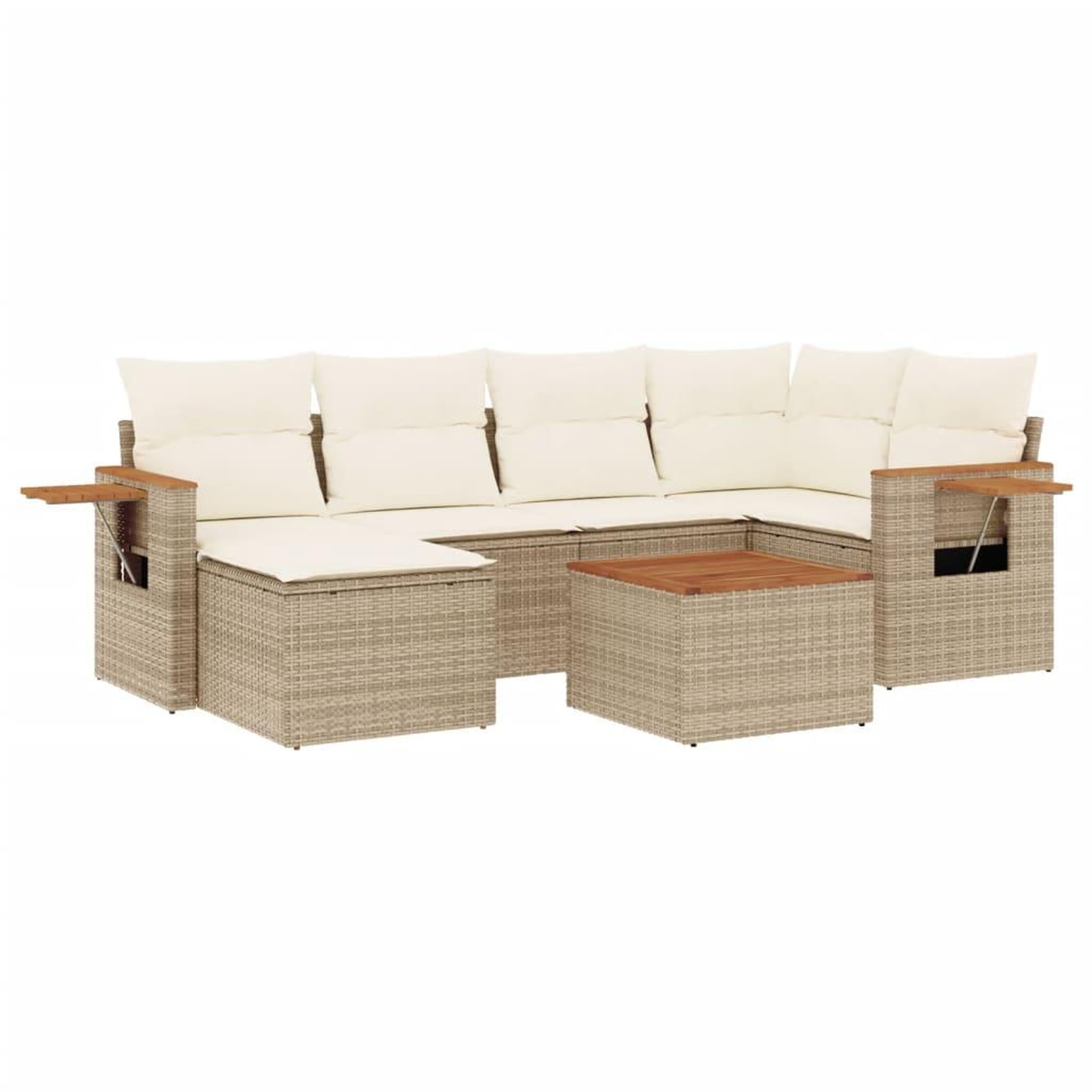 Voir la diapositive 2 : VIDAXL Salon de jardin avec coussins 7 pcs beige resine tressee
