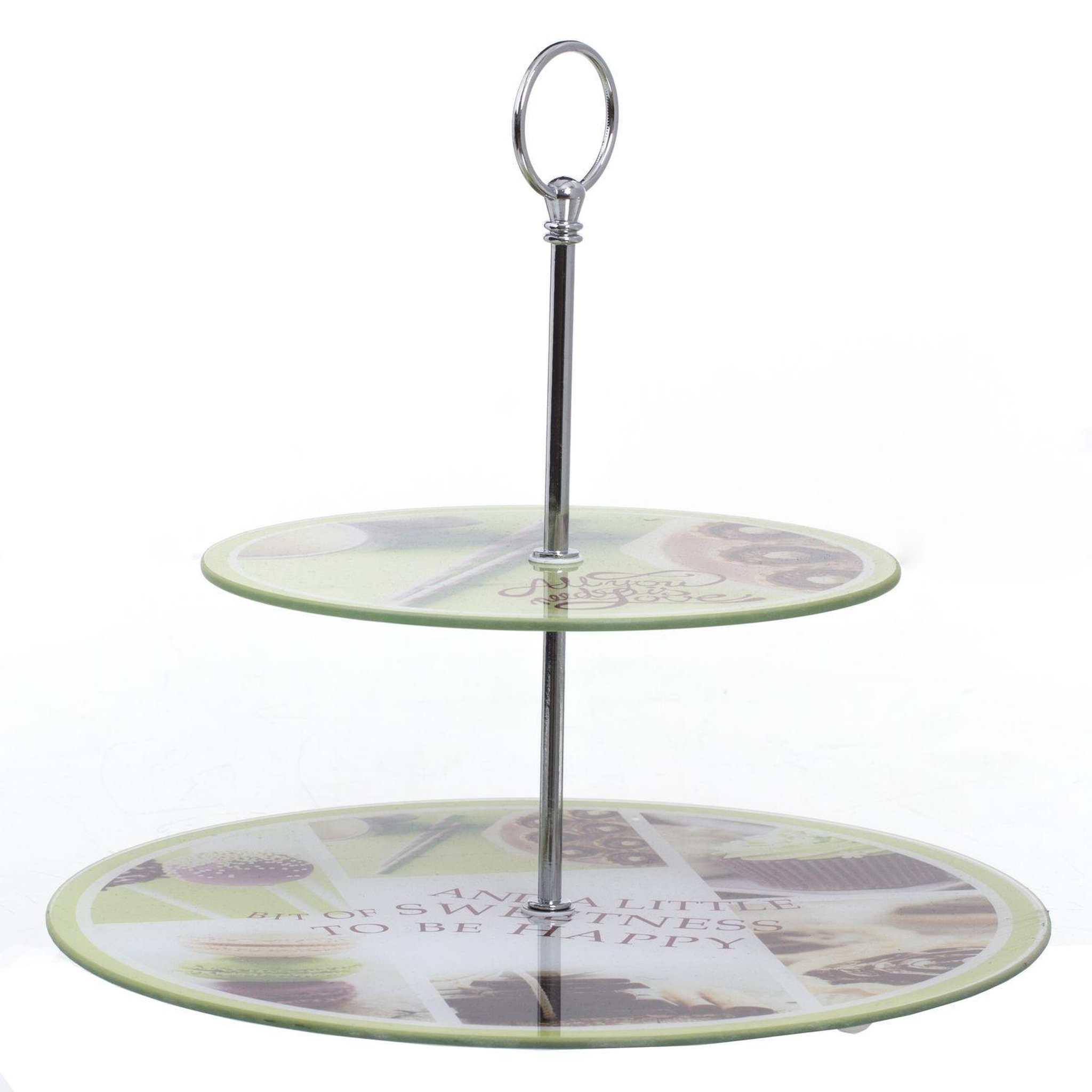 Voir la diapositive 2 : SECRET DE GOURMET Serviteur en verre avec motifs - 2 etages