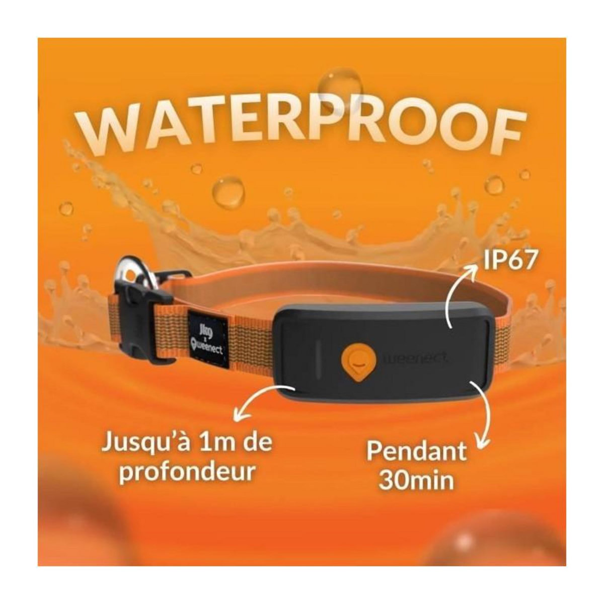 WEENECT Collier GPS pour chien - WEENECT Chien XT - Antenne XL - Etanche - Collier Julius-K9 - Fonctionne avec abonnement - Orange