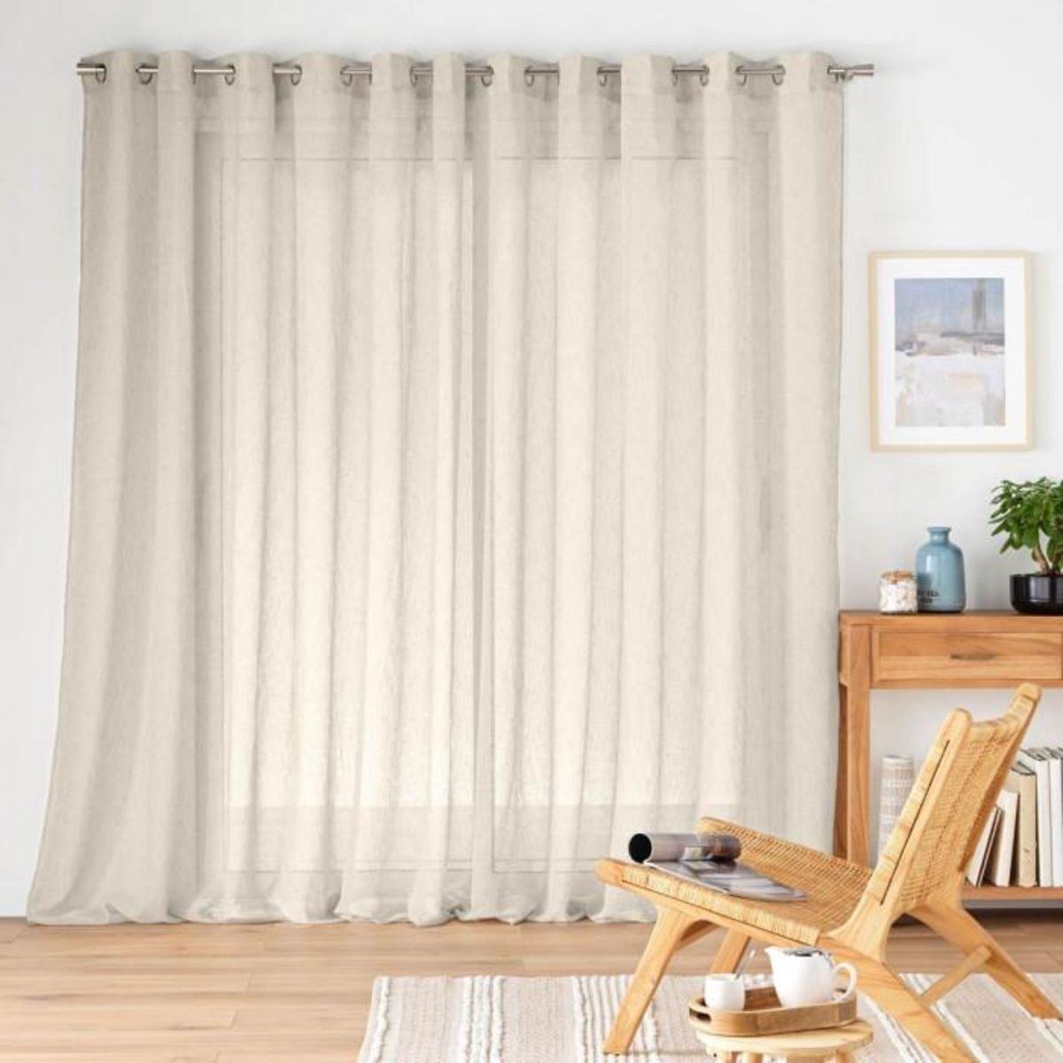 Paris Prix Rideau Voilage à Œillets  Carlin  400x240cm Lin