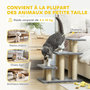Voir la diapositive 6 : PAWHUT Escalier pour chat 3 marches - 6 poteaux griffoirs, jeu boule suspendue - sisal peluche gris